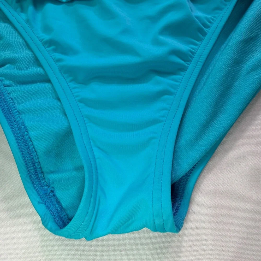 Tommy Bahama Womens Turquoise Ruched One Piece Swimsuit TSW31024P Size 10